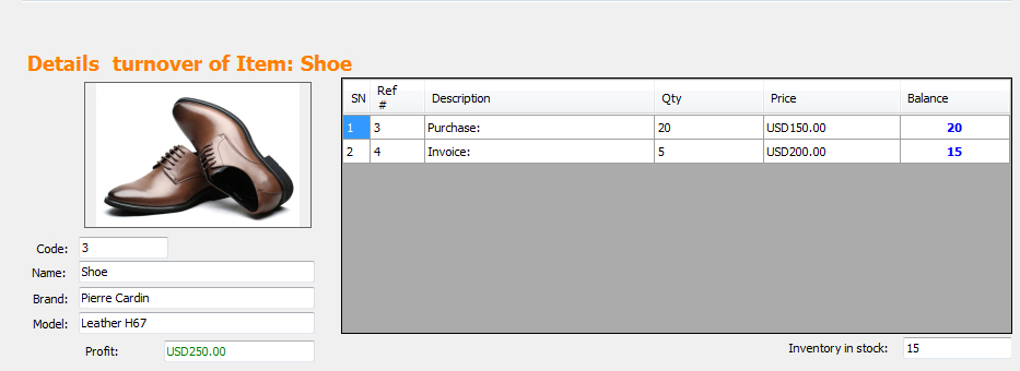Inventory report in iGreen accounting for Dubai business