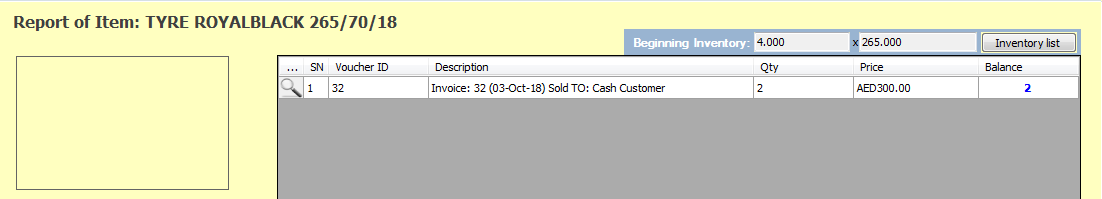Example of Inventory Report in iGreen